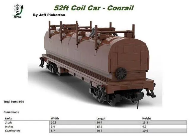 Alt view image 2 of 3 - ZITIANYOUBUILD Custom MOC-137473 Coil Car Conrail Retro Train Model Particle (966 Parts)