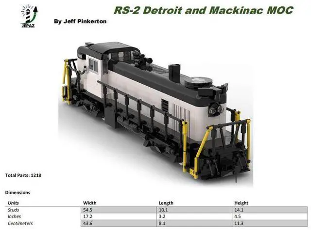 Alt view image 2 of 3 - ZITIANYOUBUILD Custom MOC-117003 RS-2 Detroit & Mackinac 4610 Train 1212 Parts Toys Gift
