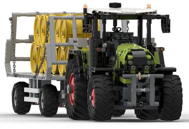 Alt view image 2 of 3 - ZITIANYOUBUILD Custom MOC-94474 & MOC-31011 Extendable Tech Farm Tractor with Bale trailer