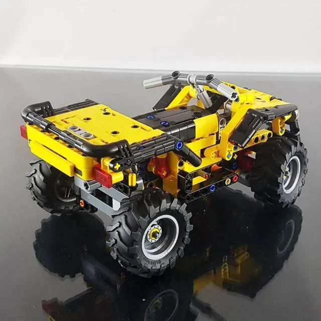 Alt view image 2 of 3 - ZITIANYOUBUILD Custom MOC-70035 C-Type Terrain Four-Wheel Motorcycle Model(596PCS/Yellow)