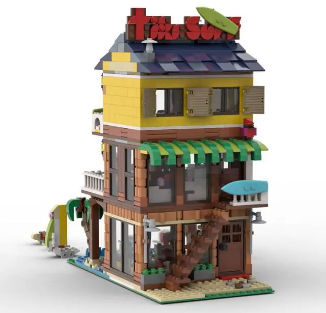 Main image of ZITIANYOUBUILD Custom MOC-68006 Tiki Surf Bar 1085 Parts Toys Gift Perfect for christmas