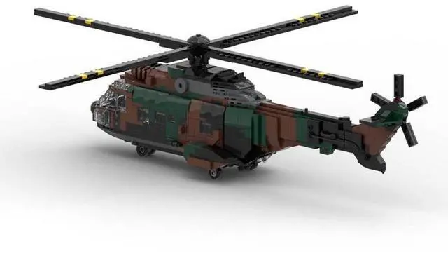 Alt view image 2 of 3 - ZITIANYOUBUILD Custom MOC-167061 AS 532 European Helicopter Military Blocks Set (1051 Parts)