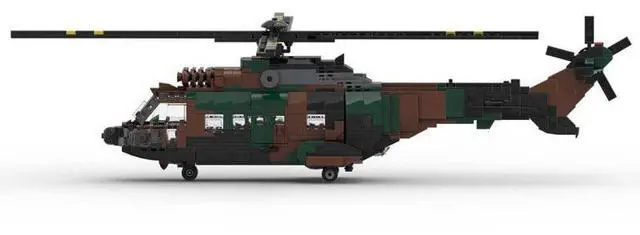 Alt view image 3 of 3 - ZITIANYOUBUILD Custom MOC-167061 AS 532 European Helicopter Military Blocks Set (1051 Parts)