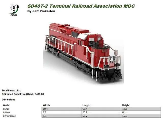 Alt view image 2 of 3 - ZITIANYOUBUILD Custom MOC-113285 SD40T-2 Train Model (1895 Parts) Toys Gift for Christmas