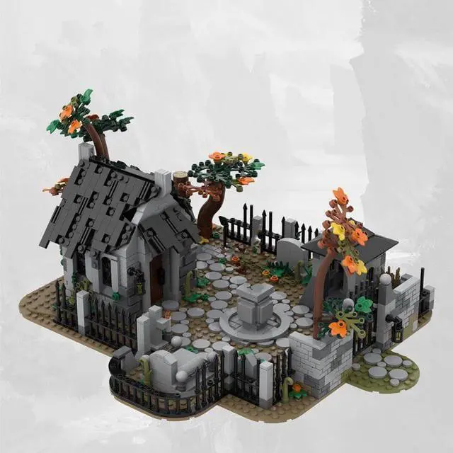 Alt view image 2 of 3 - ZITIANYOUBUILD Custom MOC-82593 Medieval Graveyard Shop Shaped Small Particle 1194 Parts