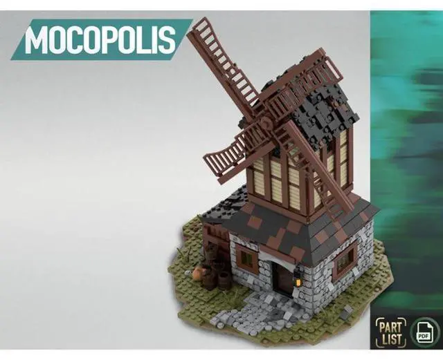 Alt view image 3 of 3 - ZITIANYOUBUILD Custom MOC-76464 Medieval Mill Module of Large Village Theme Blocks (1680 Parts)