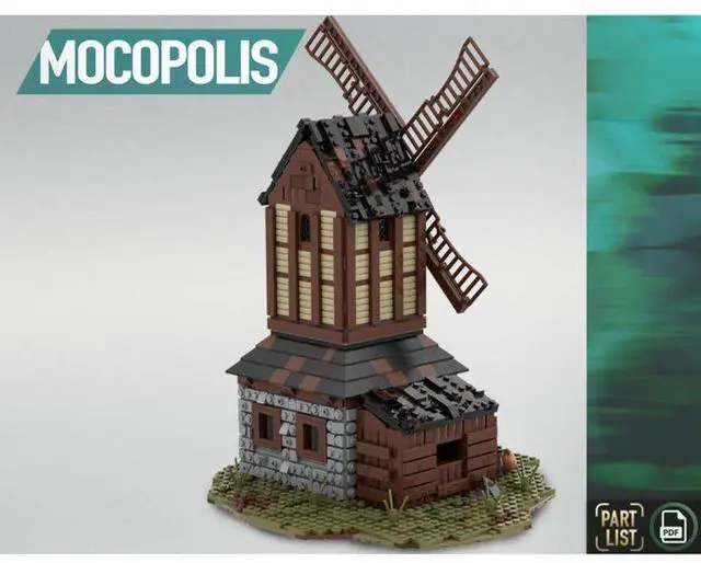 Alt view image 2 of 3 - ZITIANYOUBUILD Custom MOC-76464 Medieval Mill Module of Large Village Theme Blocks (1680 Parts)
