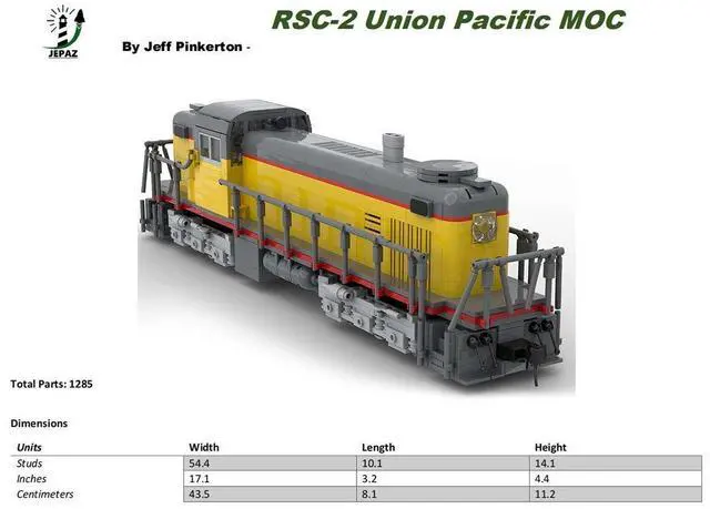 Alt view image 2 of 3 - ZITIANYOUBUILD Custom MOC-117021 RSC-2 Union Pacific Train 1283 Parts Toys Gift for Christmas
