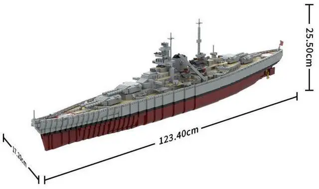 Alt view image 2 of 7 - ZITIANYOUBUILD Custom MOC-183933 1/200 Scale WWII German Bismarck Large Battleship(5170PCS)