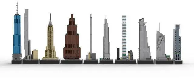 Main image of Custom MOC-151842 1/2000 Scale New York City Skyscrapers Blocks Set (2067PCS)