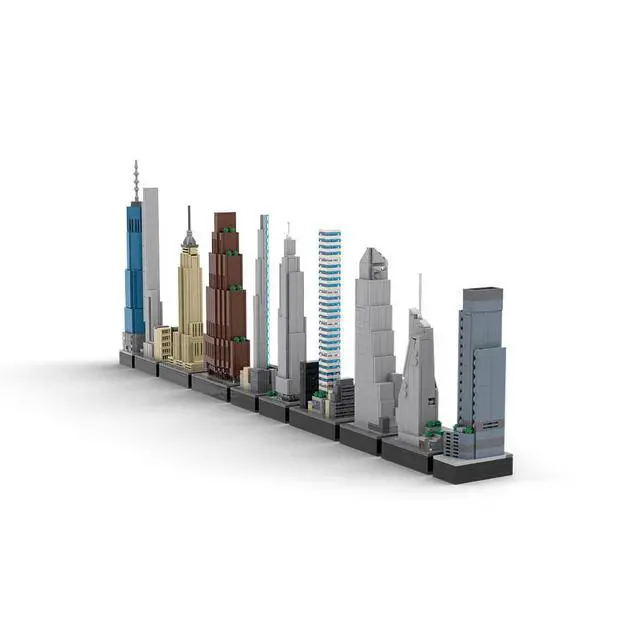Alt view image 3 of 5 - Custom MOC-151842 1/2000 Scale New York City Skyscrapers Blocks Set (2067PCS)