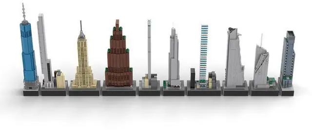 Alt view image 2 of 5 - Custom MOC-151842 1/2000 Scale New York City Skyscrapers Blocks Set (2067PCS)