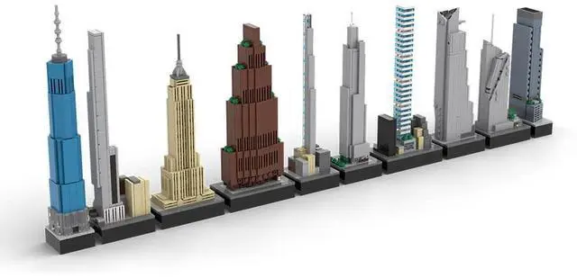 Alt view image 5 of 5 - Custom MOC-151842 1/2000 Scale New York City Skyscrapers Blocks Set (2067PCS)