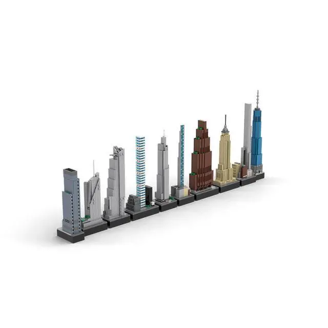 Alt view image 4 of 5 - Custom MOC-151842 1/2000 Scale New York City Skyscrapers Blocks Set (2067PCS)