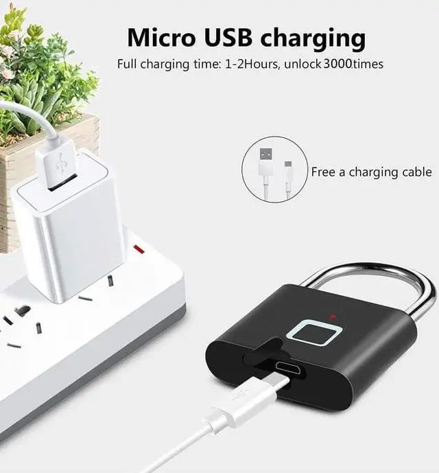 Alt view image 5 of 7 - 1pc Mini Smart Fingerprint Padlock, Waterproof Security Door Lock, Antitheft Keyless USB Rechargeable Lock For Suitcase Luggage Gift For Birthday/Easter/Boy/Girlfriends