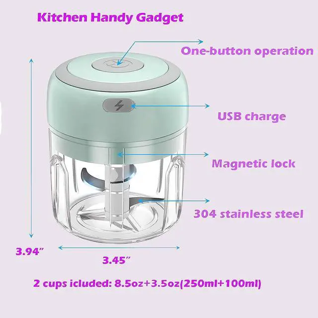 Alt view image 2 of 7 - 100/250ml Electric Mini Garlic Chopper USB Meat Grinder Garlic Masher Machine Sturdy Durable Crushed Ginger Vegetable Crusher Kitchenware