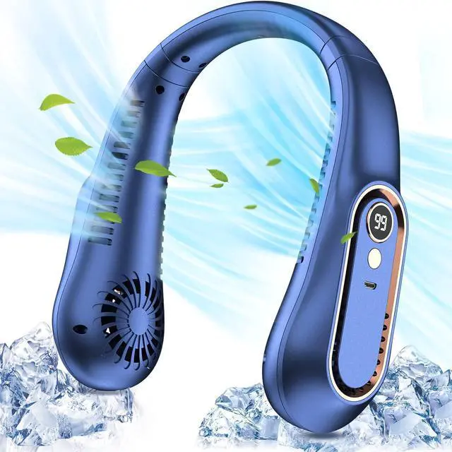 Main image of Domserv Portable Neck Fan, 5 Speeds Personal Neck Fans for Women Men, 720° Up&Down Airflow Bladeless Rechargeable USB Fan, LED Display, Wearable Hand Free Fan for Indoor Outdoor Travel Sport