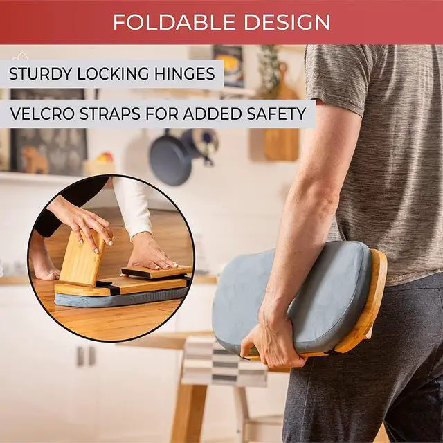 Alt view image 2 of 7 - Yoga Meditation Bench Meditation Kneeling Stool with Foldable Legs Ergonomic Bamboo Seiza Yoga Benches Wooden Meditation Chair for Praying Folding Prayer Kneeler Seat