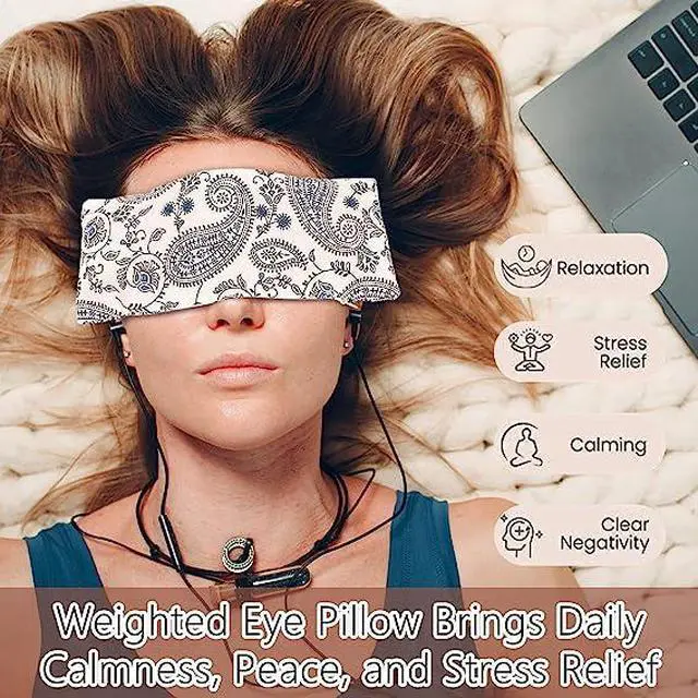 Alt view image 5 of 6 - Eye Pillow with Extra Cover Yoga Meditation Accessories Lavender Aromatherapy Weighted Eye Mask for Sleeping Yoga Meditation Self Care Unique Gifts