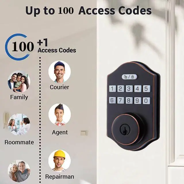 Alt view image 2 of 7 - Keyless Entry Door Lock with Keypad - Smart Deadbolt Lock for Front Door with 2 Keys - Auto Lock - Easy Installation