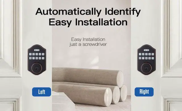 Alt view image 7 of 7 - Keyless Entry Door Lock with Keypad - Smart Deadbolt Lock for Front Door with 2 Keys - Auto Lock - Easy Installation