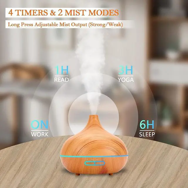 Alt view image 2 of 7 - Wood grain aromatherapy machine Essential oil mute office home gift ultrasonic humidifier remote control aromatherapy machine