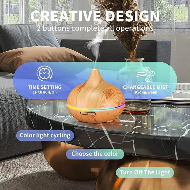 Alt view image 7 of 7 - Wood grain aromatherapy machine Essential oil mute office home gift ultrasonic humidifier remote control aromatherapy machine