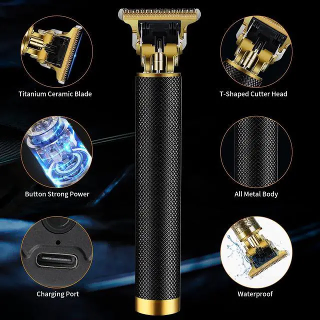 Alt view image 3 of 7 - Hair Trimmer for Men, Electric Hair Clippers Cordless Beard Trimmer Shaver T Blade Hair Trimmer, Zero Gapped Hair Clippers Cutting Grooming Kit with Guide Combs Ear Spoon Tool Set