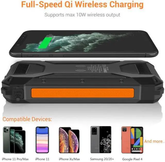 Alt view image 3 of 7 - Solar Charger Power Bank, actual 30000mAh Portable Phone Charger with 1 Type C & 2 USB Ports Built-in Dual LED Flashlight, 18W Fast Charging Waterproof Solar Panel Charger for iPhone, iPad, Samsung