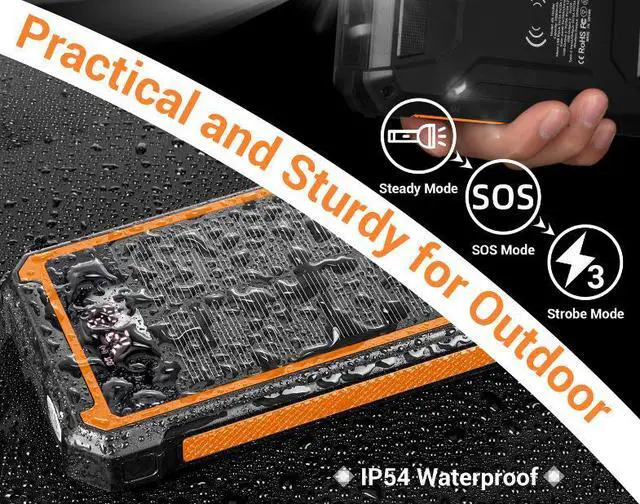 Alt view image 6 of 7 - Solar Charger Power Bank, actual 30000mAh Portable Phone Charger with 1 Type C & 2 USB Ports Built-in Dual LED Flashlight, 18W Fast Charging Waterproof Solar Panel Charger for iPhone, iPad, Samsung