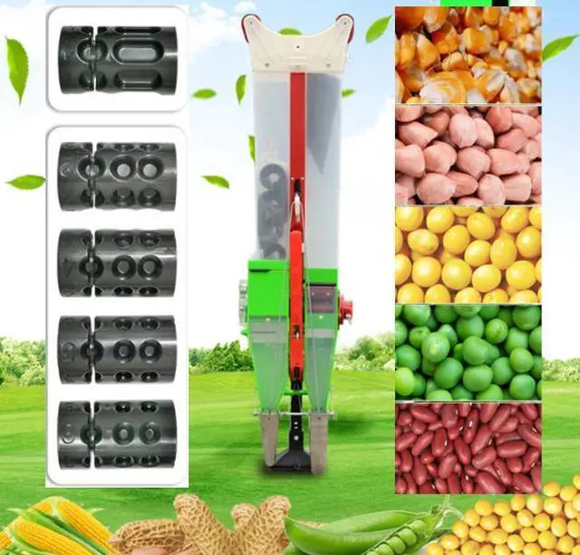 Alt view image 2 of 7 - Fertilizing and seeding machine portable planter sowing corn peanut soybean vegetable hand - held planter manual adjustable seeder & fertilizer Spreader