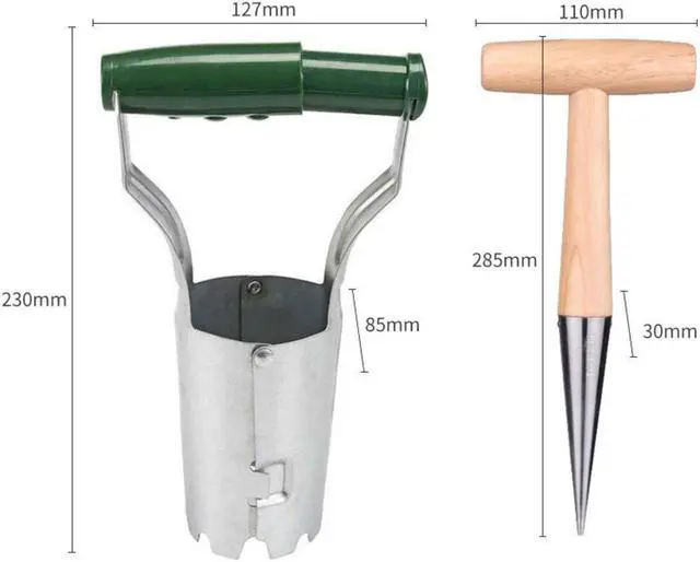 Alt view image 2 of 7 - 1 set Seed Planter Tool Hand Dibber Bulb Planter Seed Dispenser for Gardening,Sowing Seeds,Transplanting Plants,Planting Bulbs,Digging Stainless Steel