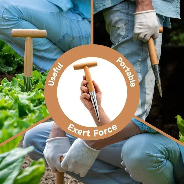 Alt view image 6 of 7 - 1 set Seed Planter Tool Hand Dibber Bulb Planter Seed Dispenser for Gardening,Sowing Seeds,Transplanting Plants,Planting Bulbs,Digging Stainless Steel