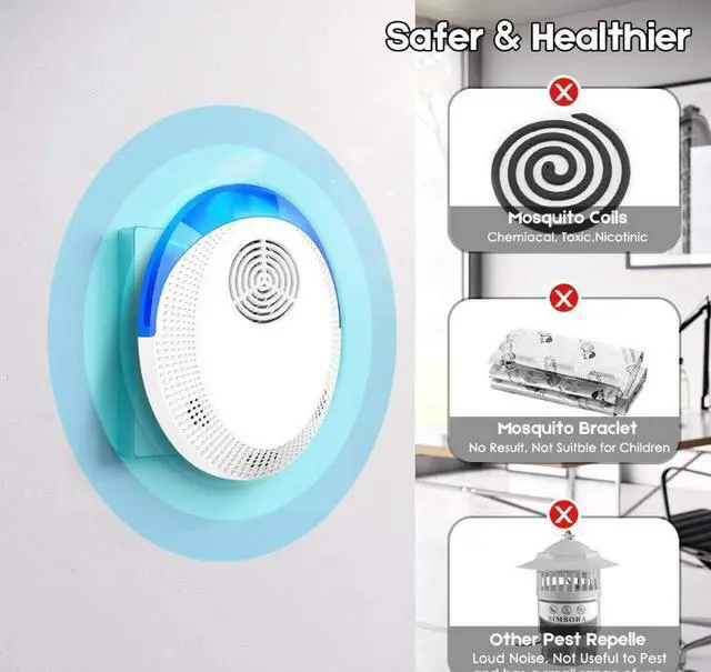 Alt view image 2 of 7 - Ultrasonic Repeller to Repel Mice and Rat Indoor Pest Insect Rodent Mouse Deterrent Repellent Plugin Spider Cockroach Critter Pest Device 6 Pack