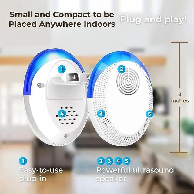 Alt view image 3 of 7 - Ultrasonic Repeller to Repel Mice and Rat Indoor Pest Insect Rodent Mouse Deterrent Repellent Plugin Spider Cockroach Critter Pest Device 6 Pack