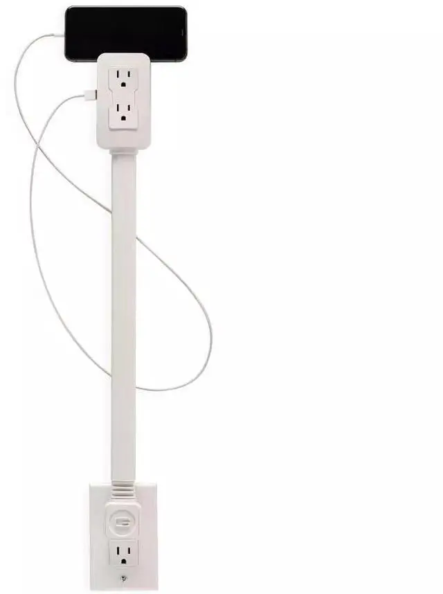 Alt view image 6 of 7 - Electrical Outlet Extender Outlet Concealer with Cord Concealer Kit Flat Extension Cord with Multi Outlets Power Strip Ideal for Home Improvement Hide Bulky and Messy Cords