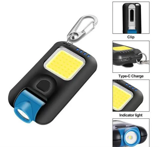 Alt view image 2 of 6 - Mini flashlight COB strong light keychain light USB charging riding night fishing hat clip light flashlight