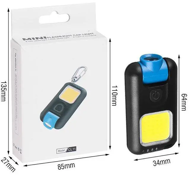 Alt view image 4 of 6 - Mini flashlight COB strong light keychain light USB charging riding night fishing hat clip light flashlight