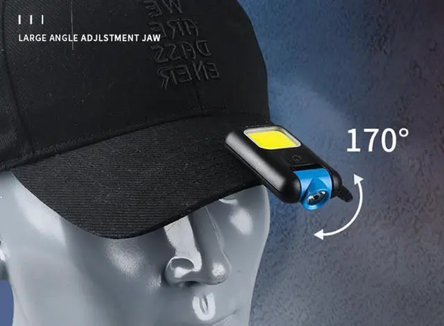 Alt view image 3 of 6 - Mini flashlight COB strong light keychain light USB charging riding night fishing hat clip light flashlight