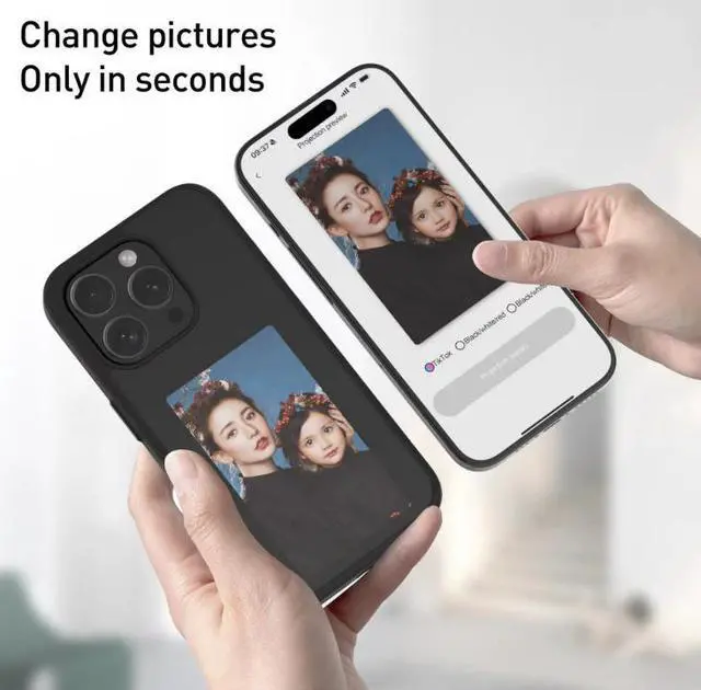 Alt view image 5 of 7 - Smart Ink Screen Projection Phone Case for iPhone,Instantly Displays Photos on The Ink Screen Back Cover.DIY and Customizable Phone Case,Personalize Your Phone
