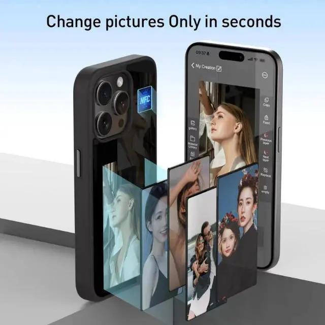 Alt view image 4 of 7 - Smart Ink Screen Projection Phone Case for iPhone,Instantly Displays Photos on The Ink Screen Back Cover.DIY and Customizable Phone Case,Personalize Your Phone