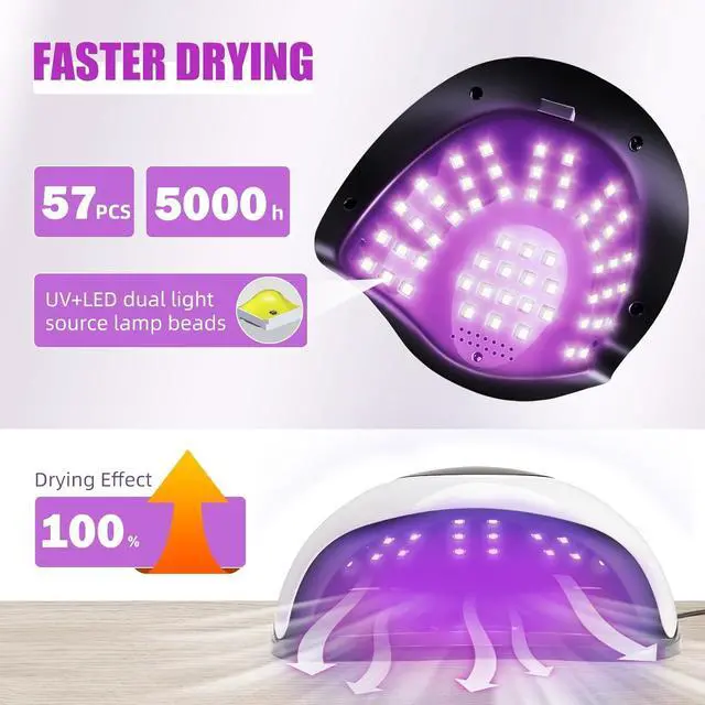 Alt view image 2 of 7 - 220W UV LED Nail Lamp,UV Light for Nails Gel Polish with 57 Lamp Beads 4 Timer Setting & LCD Touch Display Screen, Auto Sensor, Professional Nail Light UV Nail Lamp for Gel Nails
