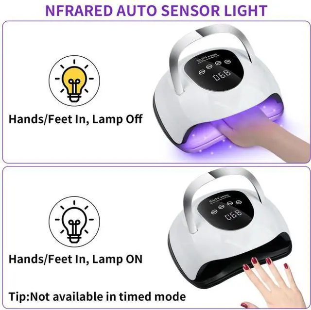 Alt view image 7 of 7 - 220W UV LED Nail Lamp,UV Light for Nails Gel Polish with 57 Lamp Beads 4 Timer Setting & LCD Touch Display Screen, Auto Sensor, Professional Nail Light UV Nail Lamp for Gel Nails