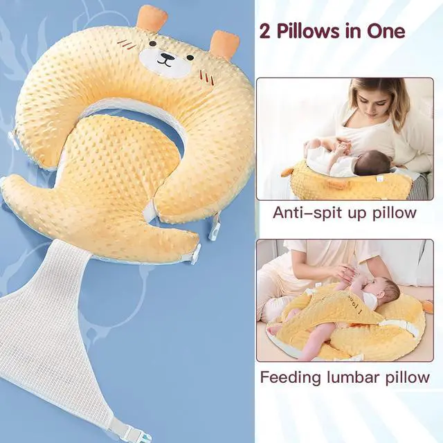 Alt view image 6 of 7 - Reflux Pillow for Baby Design Dual-use Feature, Baby Feeding Pillow, Nursing Pillows for Breastfeeding with Breathable Removable Cover