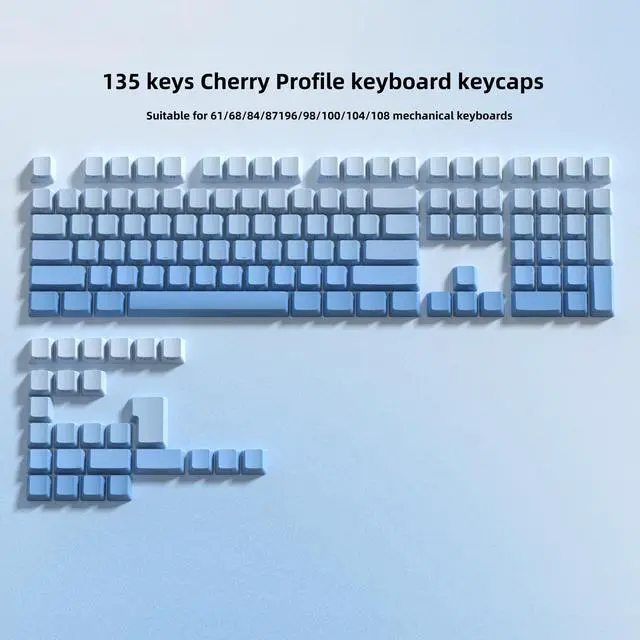 Alt view image 2 of 6 - Womier Blue PBT keycap Set,Shine Through keycap 75 Percent,Double Shot Key caps,Cherry Profile,Gradient Keyboard Cap,Side Printed keycaps for Mechanical Gaming Keyboards(121key,only keycaps)