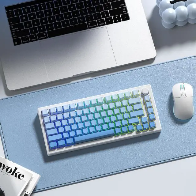 Alt view image 5 of 6 - Womier Blue PBT keycap Set,Shine Through keycap 75 Percent,Double Shot Key caps,Cherry Profile,Gradient Keyboard Cap,Side Printed keycaps for Mechanical Gaming Keyboards(121key,only keycaps)