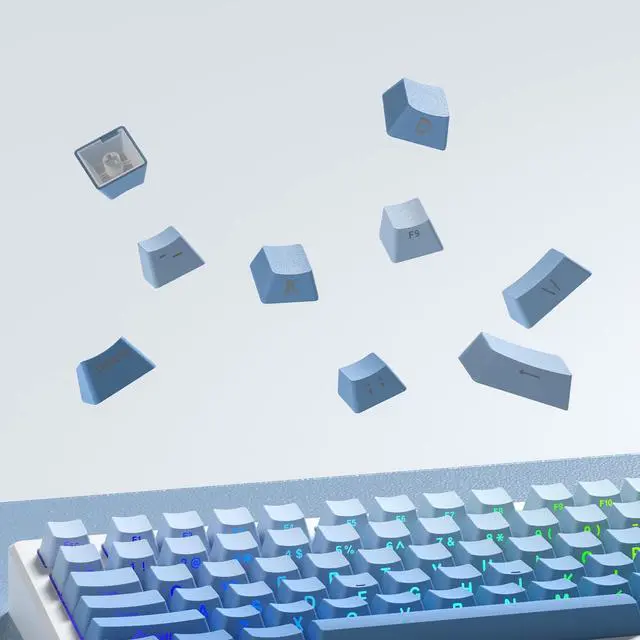 Alt view image 6 of 6 - Womier Blue PBT keycap Set,Shine Through keycap 75 Percent,Double Shot Key caps,Cherry Profile,Gradient Keyboard Cap,Side Printed keycaps for Mechanical Gaming Keyboards(121key,only keycaps)
