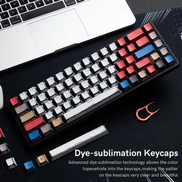 Alt view image 3 of 7 - Womier Retro Anime PBT Keycaps-Cherry Keycaps, Custom Keyboard Key caps 60 65 75 100 Percent, 5 Side Dye Sublimation 141 Keys Set for Cherry Gateron MX Switches Keyboards, White (Shine Through Manga)