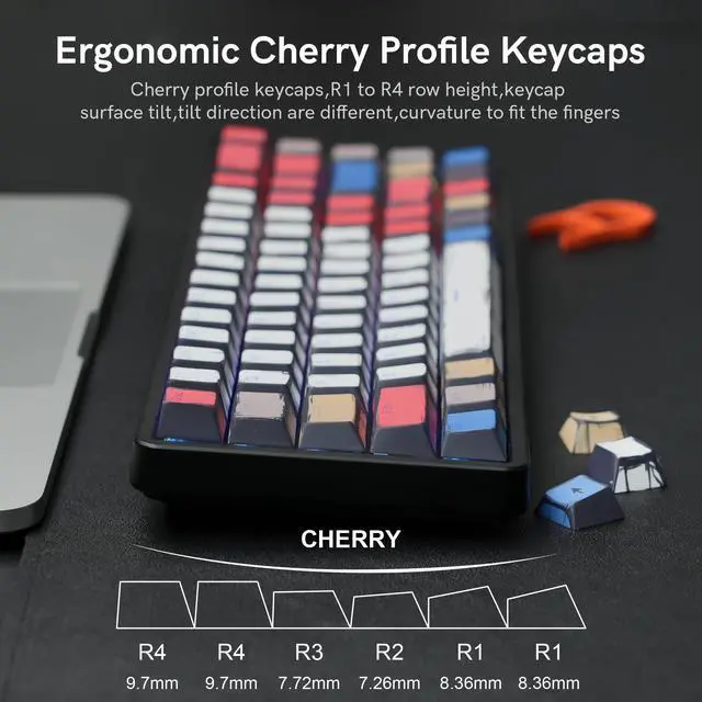 Alt view image 4 of 7 - Womier Retro Anime PBT Keycaps-Cherry Keycaps, Custom Keyboard Key caps 60 65 75 100 Percent, 5 Side Dye Sublimation 141 Keys Set for Cherry Gateron MX Switches Keyboards, White (Shine Through Manga)