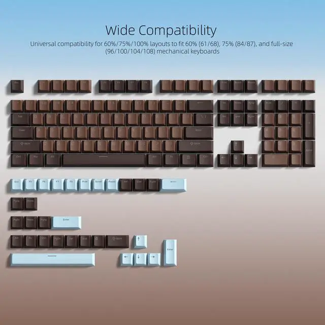 Alt view image 6 of 6 - Womier Shine Through Keycaps for Mechanical Keyboard, Retro Brown PBT Keycaps Cherry Profile Key Cap 60 65 75 100 Percent for 61/64/68/84/87/100/104/108 Retro Gaming Mechanical Keyboard